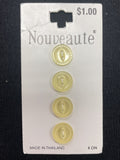 Buttons Plastic Set of 4 Vintage - Clear Yellow with Marquise Centers