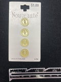 Buttons Plastic Set of 4 Vintage - Clear Yellow with Marquise Centers