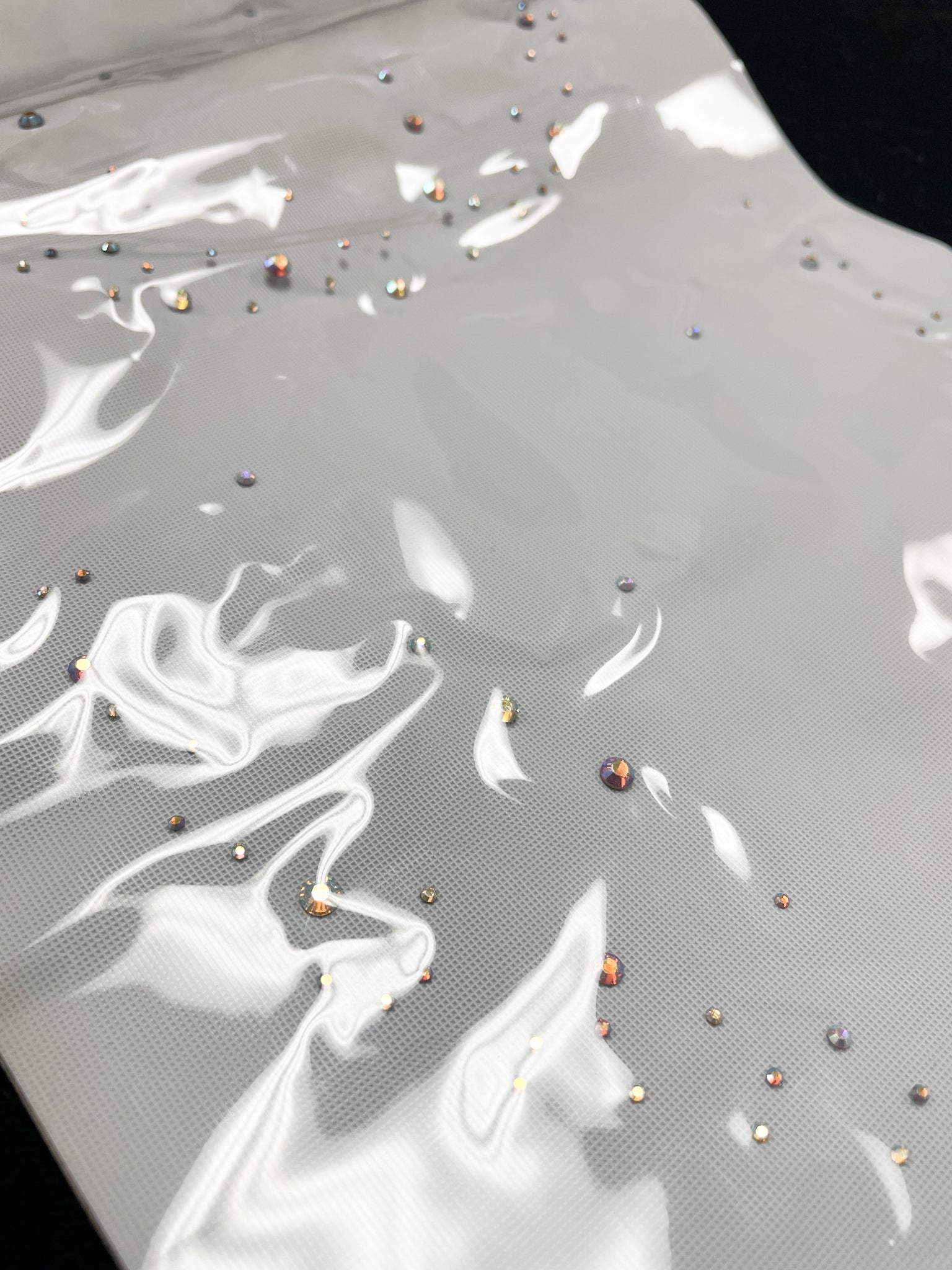 Iron-On Crescents - Set of 2 Aurora Borealis Rhinestones