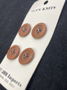 Buttons Plastic Set of 4 Vintage - Warm Brown and Mottled Black