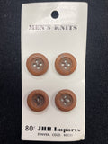 Buttons Plastic Set of 4 Vintage - Warm Brown and Mottled Black