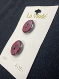 Buttons Plastic Set of 2 Vintage - Burgundy Ovals