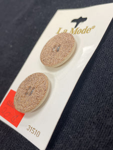 Buttons Plastic Sets of 2 Vintage - Beige Embossed with Leaf and Flower Design