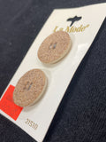 Buttons Plastic Sets of 2 Vintage - Beige Embossed with Leaf and Flower Design