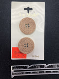 Buttons Plastic Sets of 2 Vintage - Beige Embossed with Leaf and Flower Design
