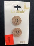 Buttons Plastic Sets of 2 Vintage - Beige Embossed with Leaf and Flower Design