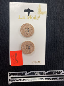Buttons Plastic Sets of 2 Vintage - Beige Embossed with Leaf and Flower Design