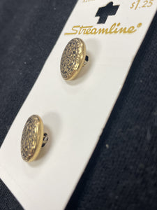 Buttons Metal Set of 2 Vintage - Brass and Black