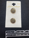 Buttons Metal Set of 2 Vintage - Brass and Black
