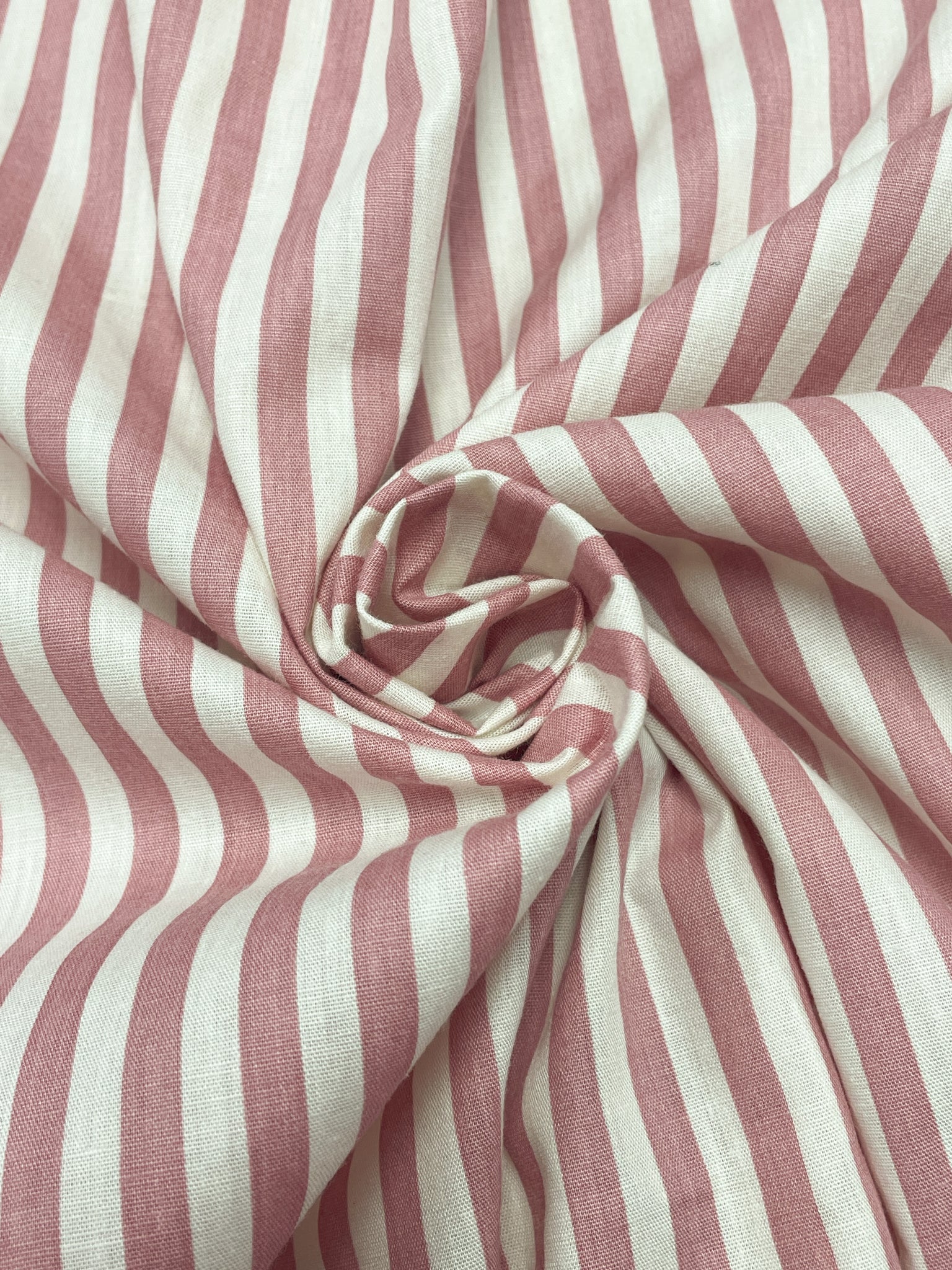 2 3/4 YD Cotton/Poly Shirting Printed Stripe -Dark Pink and Off White