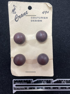 Buttons Plastic Set of 4 Vintage - Dark Warm Brown Balls