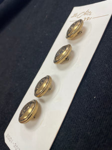 Buttons Metal Set of 4 Vintage - Brass with Anchors