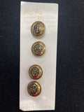 Buttons Metal Set of 4 Vintage - Brass with Anchors