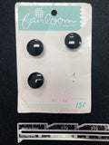 Buttons Plastic Set of 3 Vintage - Shiny Black