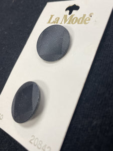 Buttons Plastic Set of 2 Vintage - Black with Etched Lines to Make a Square in the Center