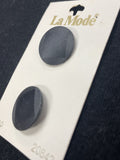 Buttons Plastic Set of 2 Vintage - Black with Etched Lines to Make a Square in the Center