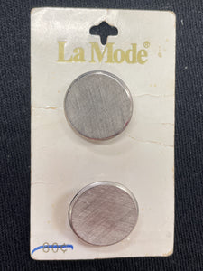 Buttons Metal Set of 2 Vintage - Etched Silver Tone