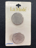Buttons Metal Set of 2 Vintage - Etched Silver Tone