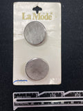 Buttons Metal Set of 2 Vintage - Etched Silver Tone