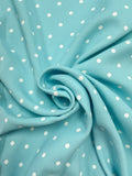 3 3/4 YD Polyester Crepe Vintage - Aqua Printed with White Dots