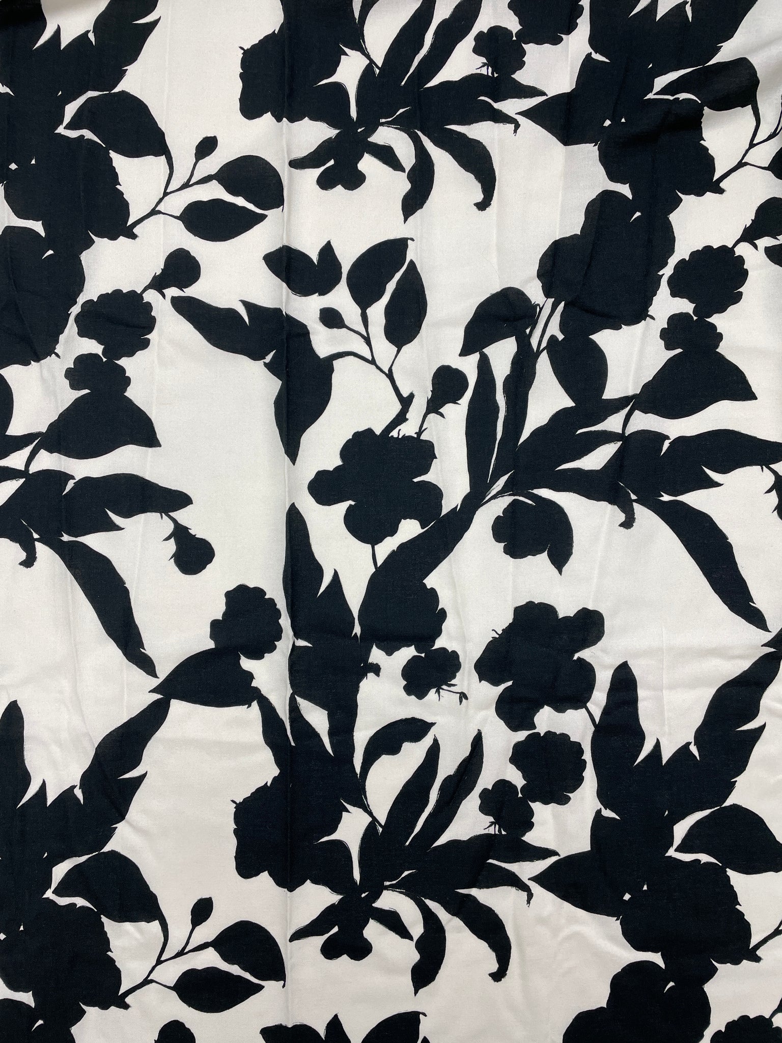 1 YD Viscose - Off White with Black Flowers