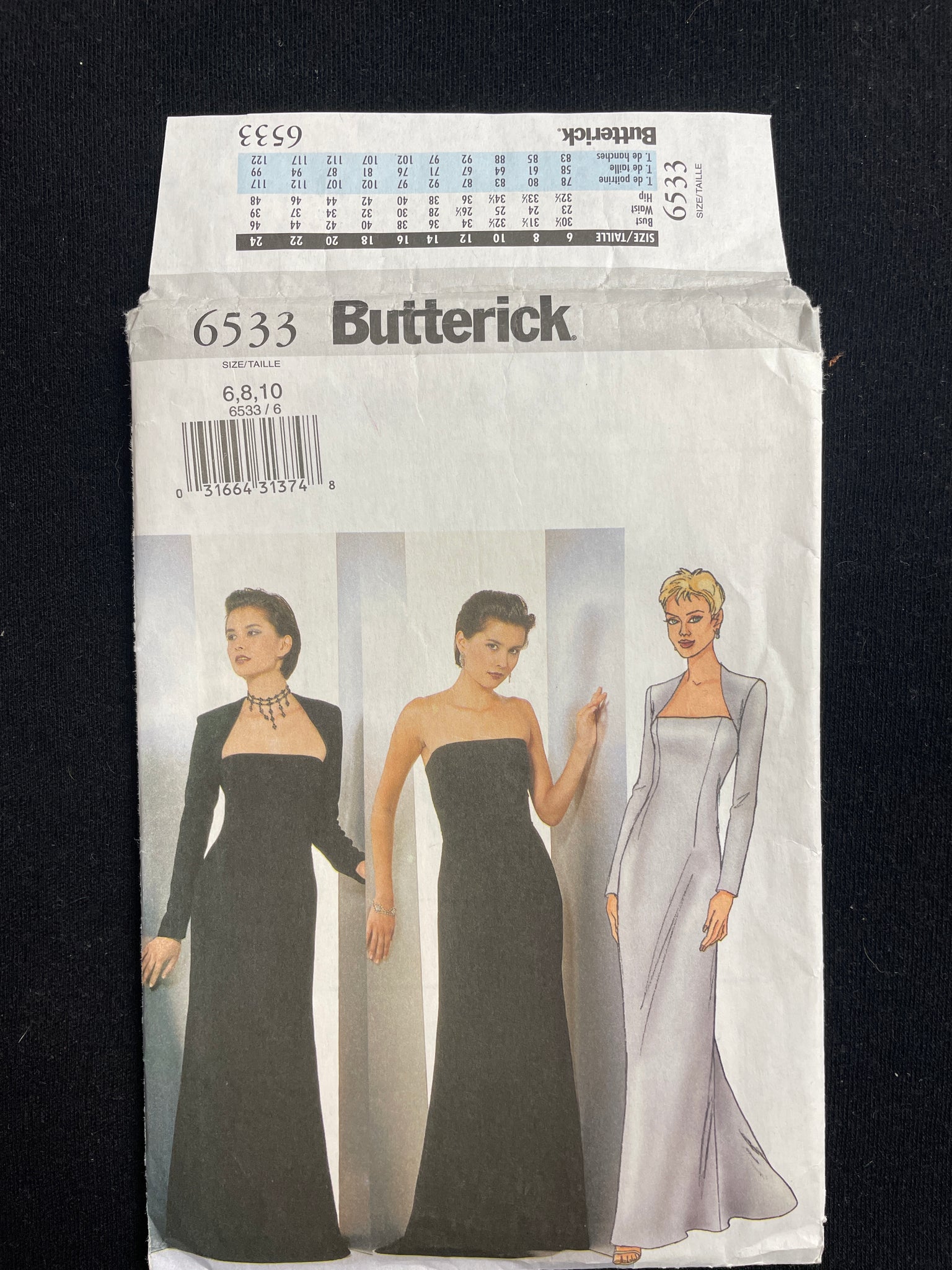 2001 Butterick 6533 Sewing Pattern - Adult Dress and Shrug FACTORY FOLDED