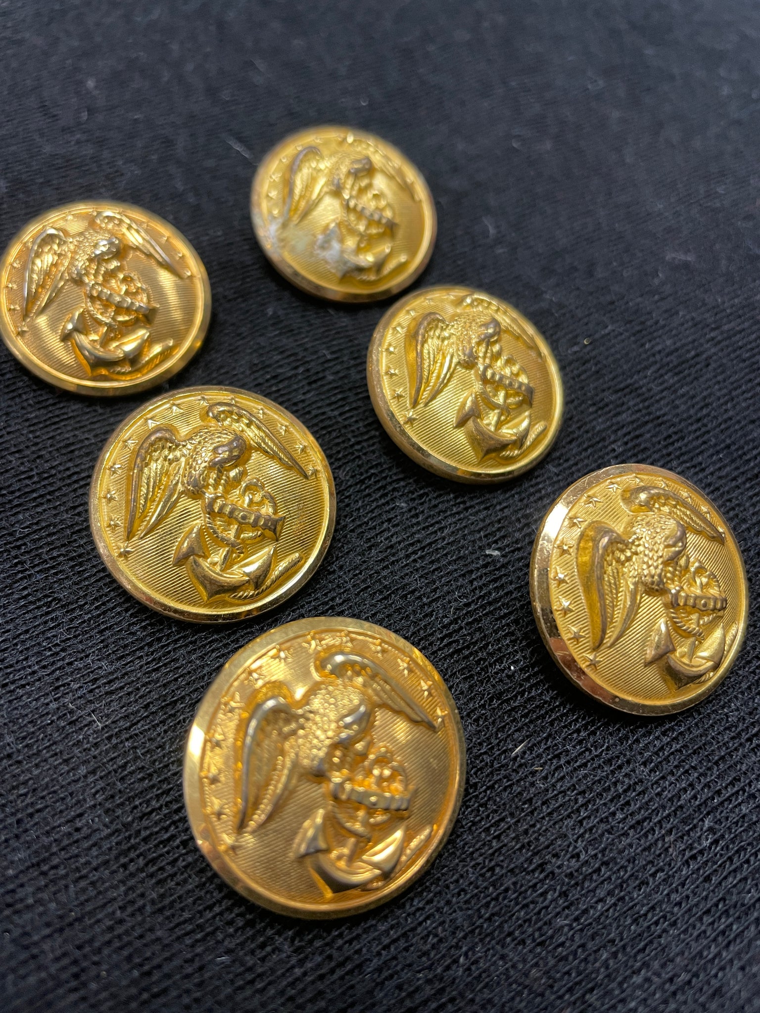 Button Metal Set of 6 - Marines Insignia on Brass