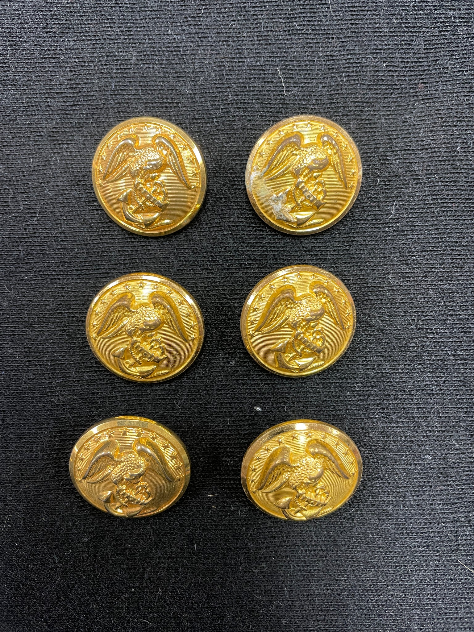 Button Metal Set of 6 - Marines Insignia on Brass