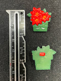 Button Plastic Set of 2 - Poinsettias in a Green Pot