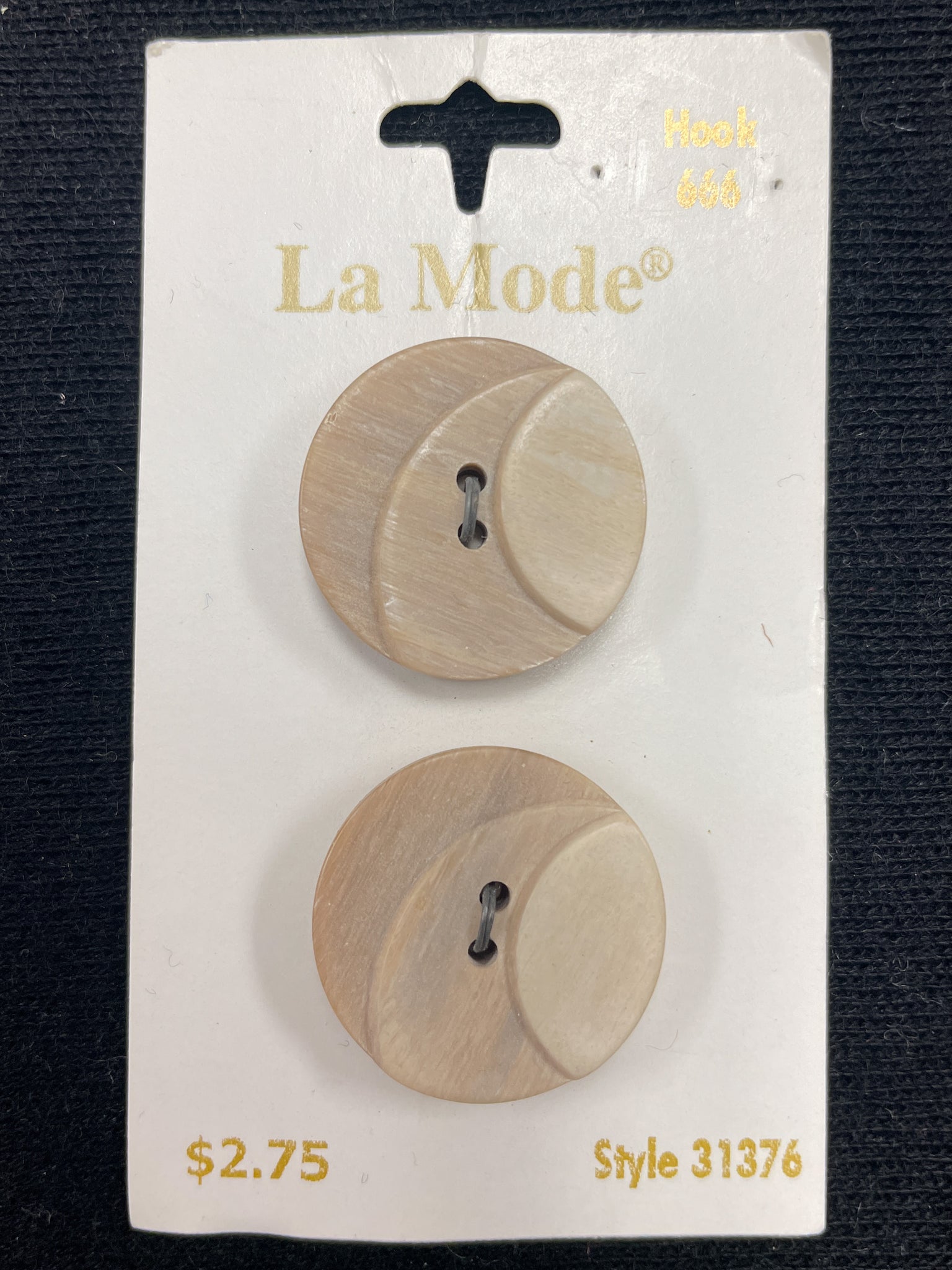 Button Plastic Set of 2 - Faux Wood in Beiges