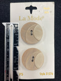 Button Plastic Set of 2 - Faux Wood in Beiges