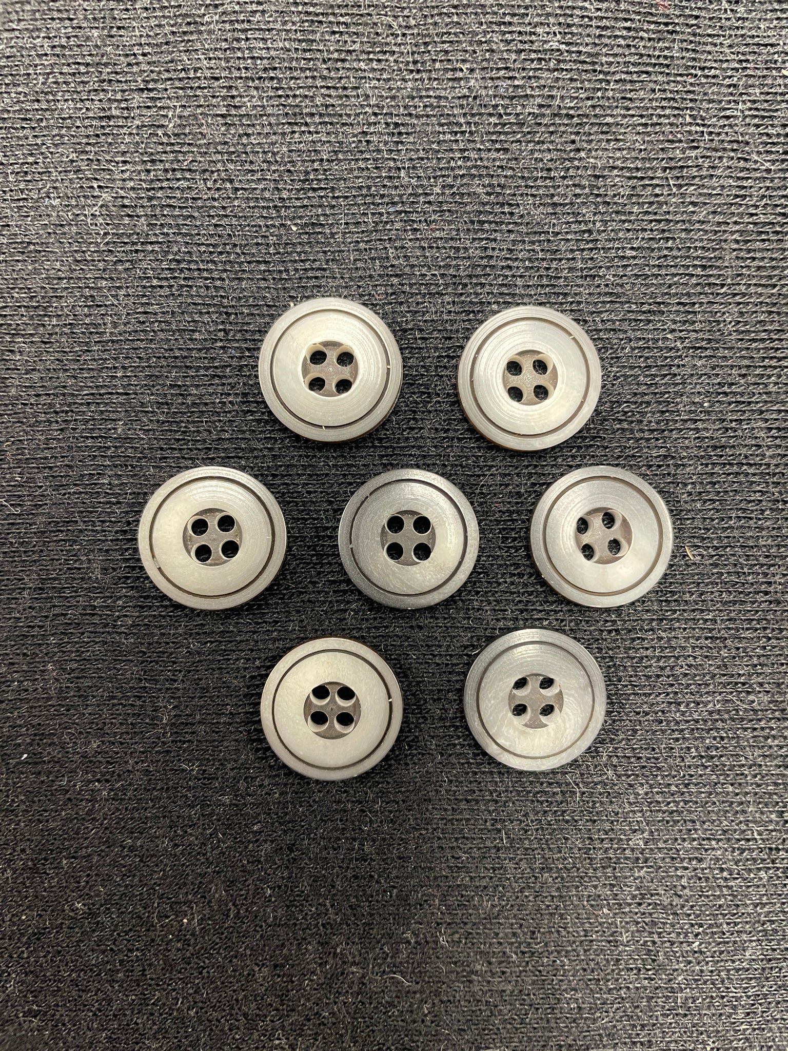 Button Plastic Set of 7- Marbled Gray and Brown