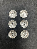Button Plastic Set of 6 - Faceted Clear over Silver