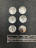 Button Plastic Set of 6 - Faceted Clear over Silver