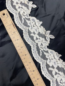 5 YD Polyester Corded Lace Scalloped Trim - Off White