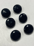 Button Glass Set of 6 Vintage - Faceted Black