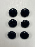 Button Glass Set of 6 Vintage - Faceted Black