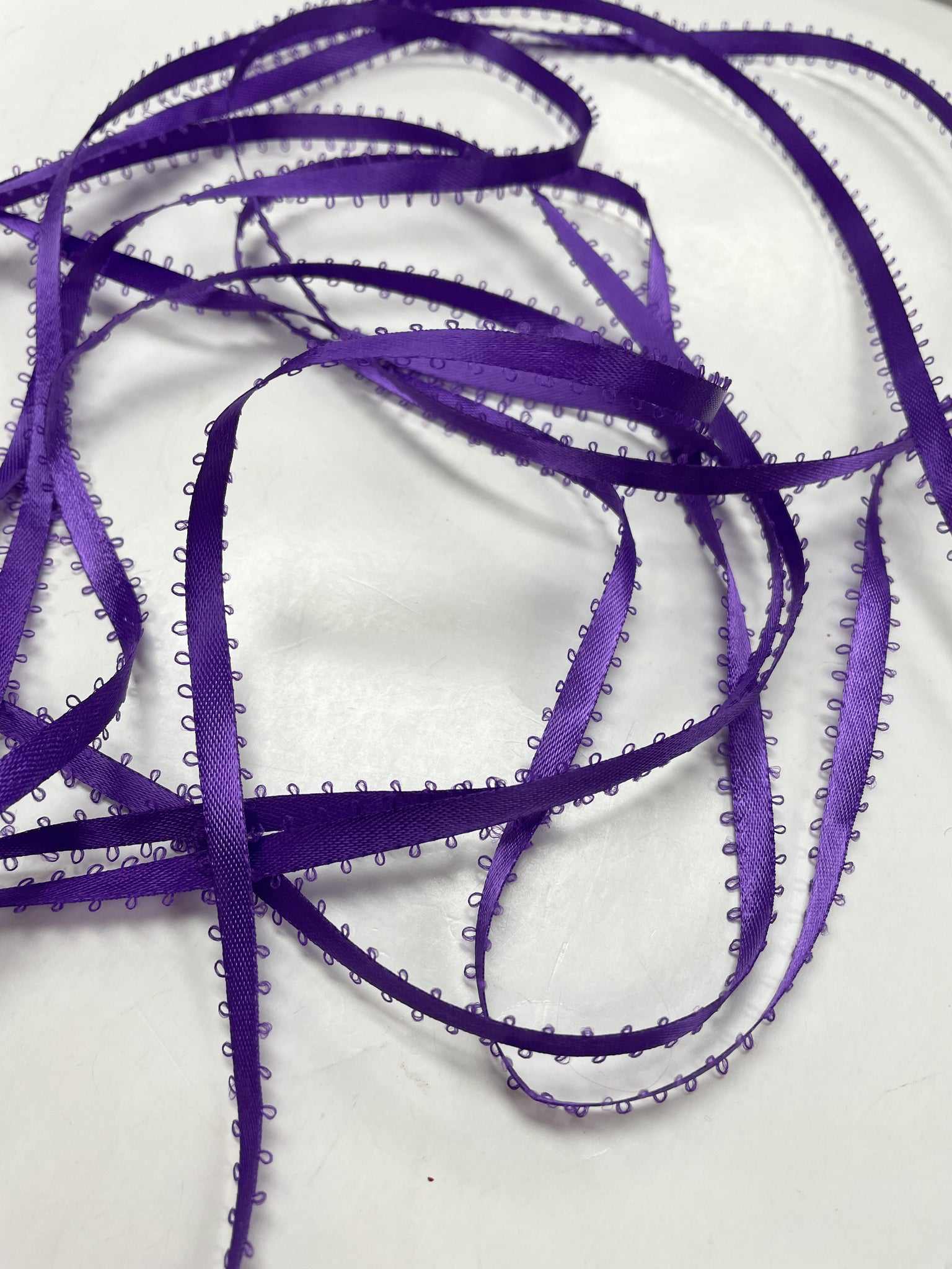 SALE 5 YD Polyester Double Satin Picot Ribbon - Royal Purple