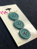 Buttons Plastic Set of 3 Vintage - Dark Green