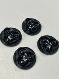 Button Plastic Set of 4 Vintage - Black