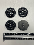 Button Plastic Set of 4 Vintage - Black