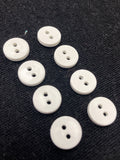 Button Plastic Set of 8 Vintage - White