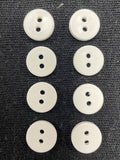 Button Plastic Set of 8 Vintage - White