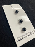 Buttons Plastic Set of 3 Vintage - Shiny Black Spheres