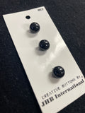 Buttons Plastic Set of 3 Vintage - Shiny Black Spheres