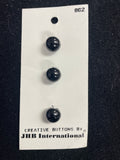 Buttons Plastic Set of 3 Vintage - Shiny Black Spheres