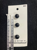 Buttons Plastic Set of 3 Vintage - Shiny Black Spheres