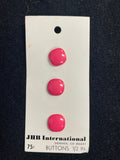 Buttons Plastic Set of 3 Vintage - Shiny Pink Rounded Squares