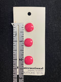Buttons Plastic Set of 3 Vintage - Shiny Pink Rounded Squares