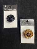 Buttons Beaded Vintage - Glass Beads in Black or Brown and Metallic Gold